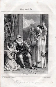 Engraving Médary arm wrestling 'My Lord you will be avenged' 1842 - Picture 1 of 1