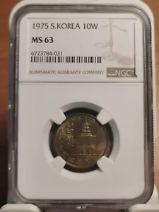 South Korea 10Won 1975 NGC MS63 coin UNC - Picture 1 of 8