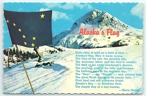 Alaskas Flagge Gedicht von Marie Drake Alaska AK UNP Chrom kontinentale Postkarte - Bild 1 von 2