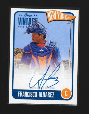 2020 Onyx Vintage Francisco Alvarez Blue Ink Autograph Auto /275 RC SP Rookie  - Image 1 of 2
