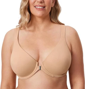 NWT $35 SIZE 36C DELIMIRA Women's Front Closure Bras Posture Full Coverage NUDE - Picture 1 of 3
