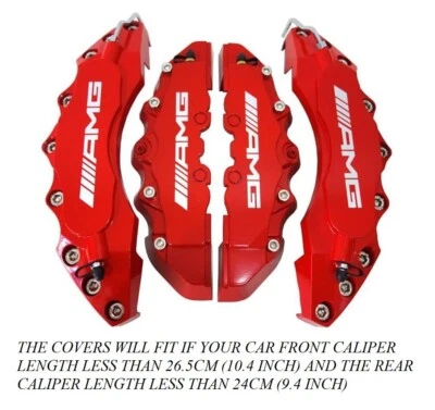 HIGH QUALITY BIG & MEDIUM RED CAR BRAKE CALIPER COVER AMG LOGO FIT MERCEDES-BENZ - Image 1 of 4