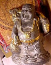 SUPER 8 SALE,BIG BLESSED GOOD LUCK HAPPY MONEY BUDDHA TEMPLE STONE STATUE,,COINS