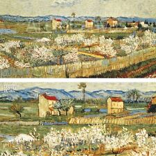 40"x20" PEACH TREES IN BLOSSOM by VINCENT VAN GOGH SMALL VILLAGE Repro CANVAS