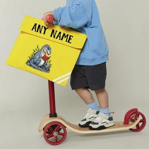 Personalised Book Bag Custom Name Printed Dinosaur Reading Boys Girls School Bag - Picture 1 of 10