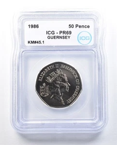 1986 Guernsey 50 Pence KM#45.1 PR69 ICG *8975 - Picture 1 of 3