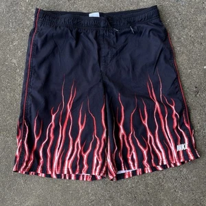 Vintage Nike Shorts Mens XL Travis Scott Swim Trunks Fire Flames Mesh Lined - Picture 1 of 6
