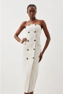 KAREN MILLEN Premium Dress Linen Pencil Summer US 8 $400 - Picture 1 of 10