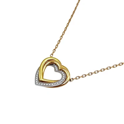 Cartier Trinity Heart Diamond Necklace Pink Gold 750 Pink Sapphire Jewelry - Image 1 of 4