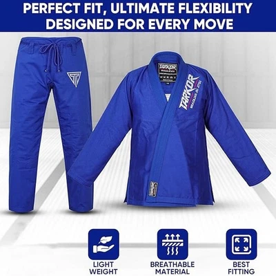 Kimono deportivo BJJ GI para hombre IBJJF BJJ Jiujitsu GIS con tela preencogida, azul, A4 Foto 1 de 4