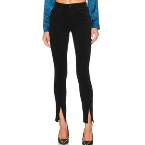 L’Agence Jyothi Slim Split Front High Rise Velvet Jeans Noir Black 26 - Picture 1 of 9
