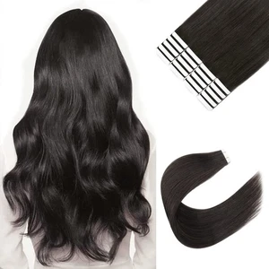 Six Star Hair Luxury Tape In Human Hair Extensions 22” 100g 20 Pieces Off Black - Picture 1 of 6
