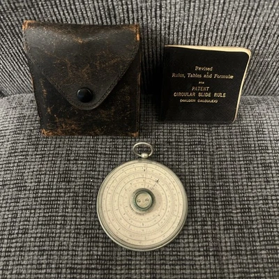 De colección J. Halden Calculex Patente Circular Regla Deslizante Cuero Estuche Instrucciones Foto 1 de 4