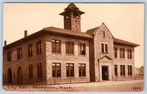 Postal antigua del ayuntamiento de Aberdeen Washington de 1910-20 - Imagen 1 de 2
