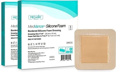 MedVance Silicone Bordered Adhesive Wound Dressing, 4"x4", Box of 10 - Image 1 of 4