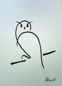 H.Schmidt Eule*Otto*uhu kauz owl zoo wald schnabel federn bild neu deko Aquarell - Bild 1 von 1