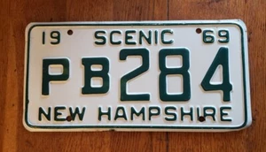 Scenic New Hampshire 1969 Nummernschilder "PB 284" (grün auf weiß) sehr schön!! - Bild 1 von 2