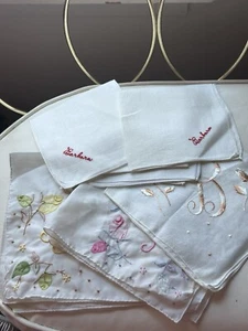 Lot of 8 Vintage MADEIRA, handkerchief Inittial B, Barbara name embroidery - Picture 1 of 14