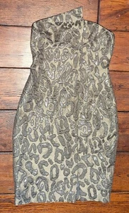 Cushnie Et Ochs Women's Strapless Cut Out Body Con Dress Gray Animal Print Sz 4 - Picture 1 of 18