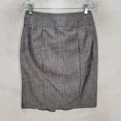 Vtg 90s Gray Pin Stripe Secretary Retro Slim Pencil Dressy Womens Skirt Size 5 - Image 1 of 4