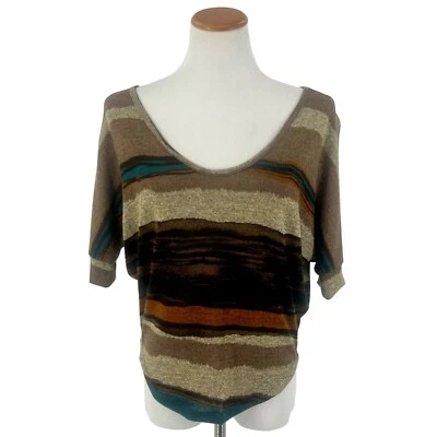 Top tejido holgado manga dolman boho a rayas multicolor papaya Foto 1 de 4