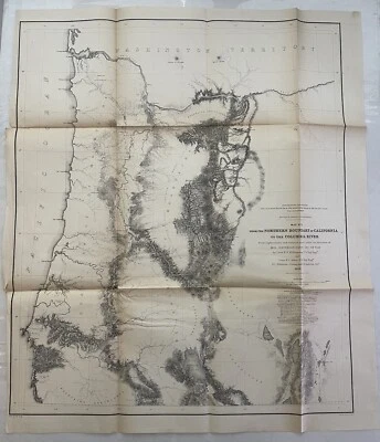Abbot Williamson 1855 Survey Map North CA Bounds Colombia River Jefferson Davis - Image 1 of 4