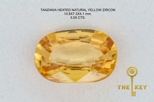 3.55 CTS. TANZANIA HEATED NATURAL YELLOW ZIRCON LOOSE GEMSTONE - Picture 1 of 8