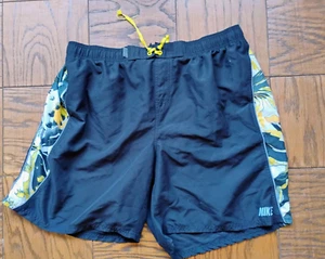 Nike Mens Shorts Black Yellow swim trunks Drawstring Athletic Logo Size XXL - Picture 1 of 6