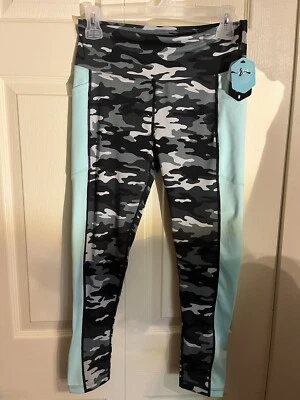 Lularoe Rise Compresión Entrenamiento Pantalones Camuflaje/Verde azulado Talla Mediana Con Bolsillo Foto 1 de 4