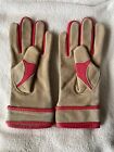 Laura Ashley S Small Avent Garde Gardening Gloves Leather Spandex Red Tan BNWOT