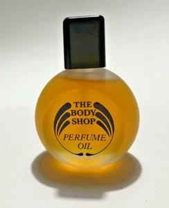 VTG 1980s The Body Shop JASMIN Perfume Oil 0.50 Oz ORIG Frosted Bottle Black Cap - Picture 1 of 3