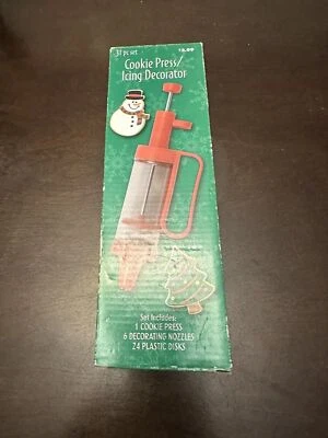 Prensa de galletas de plástico 24 discos 6 boquillas mango de metal rojo Foto 1 de 4