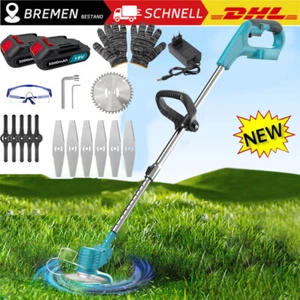 Elektro Akku Rasentrimmer mit 2 Akku und Ladegerät Freischneider Motorsense Blau - Bild 1 von 13