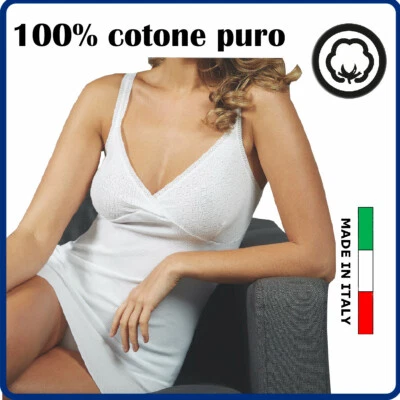 Canottiera intima da donna con forma seno spalla stretta spallina cotone costina - Image 1 of 2