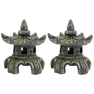 2pcs Aquarium Landscaping Resin Ornaments or Underwater Fish Hideout House - Picture 1 of 4