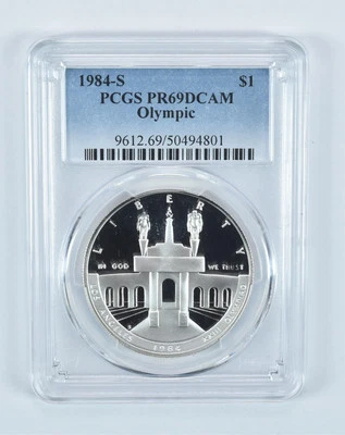 1984-S Olympic Commemorative Dollar PR69 DCAM PCGS Blue Label - Image 1 of 4