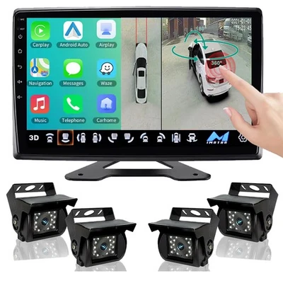 Monitor 4 canales 10.1 Carplay IPS Android 1080P cámara de respaldo vista 360 kit de navegación - Imagen 1 de 4