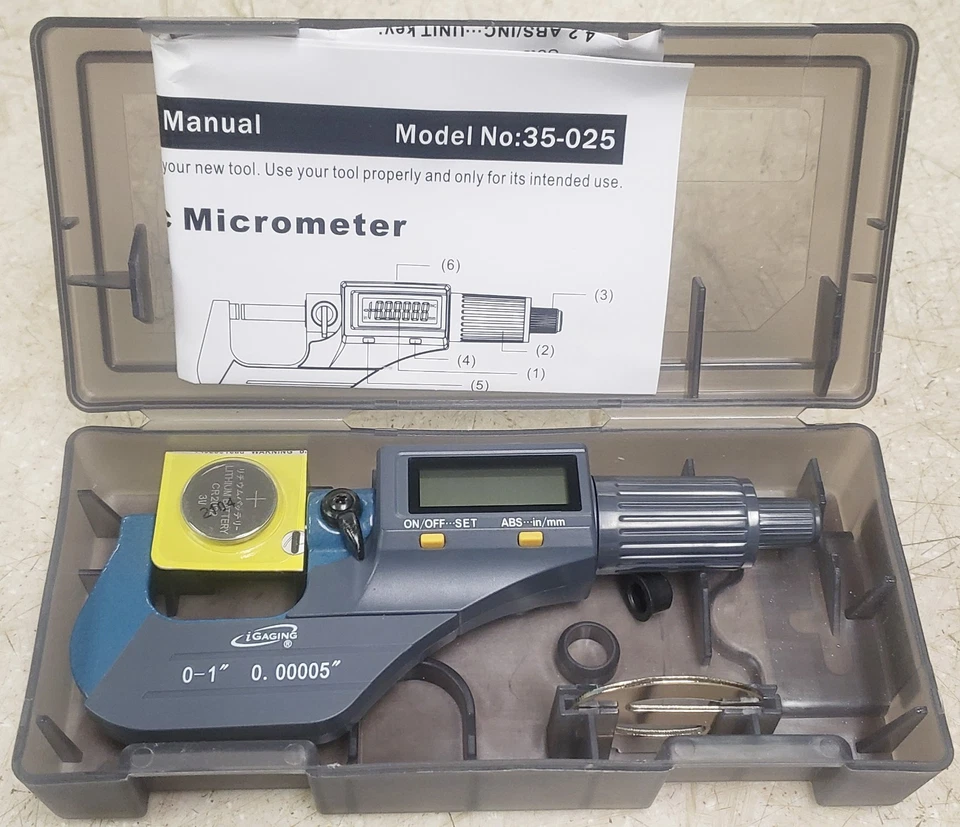 New iGAGING 35-025 0-1" .00005" Electronic Digital Micrometer - Image 1 of 1