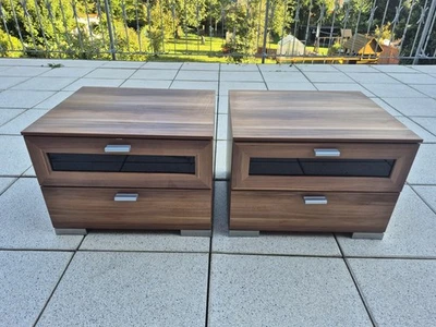 Nachttische aus Holz - nussbaumfarben foliert - Bild 1 von 4