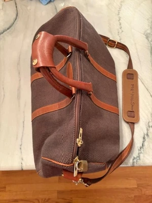 Спортивная черная/коричневая елочка French Lbag Company с кожаными ручками/ремнем - Изображение 1 из 4