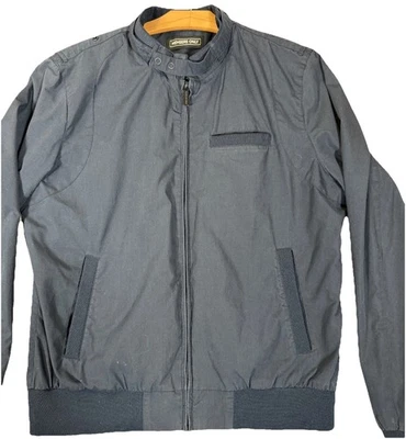 Chaqueta de corredor icónica clásica Members Only para hombre grande gris manga larga cremallera completa Foto 1 de 4