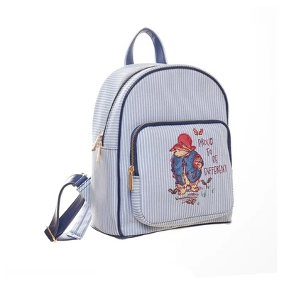 Paddington Bear Backpack Bag Travel Recycled Polyester Blue Stripes Signare