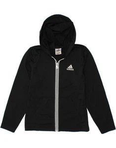 ADIDAS Boys Zip Hoodie Sweater 10-11 Years Large Black Polyester AK01 - Picture 1 of 3