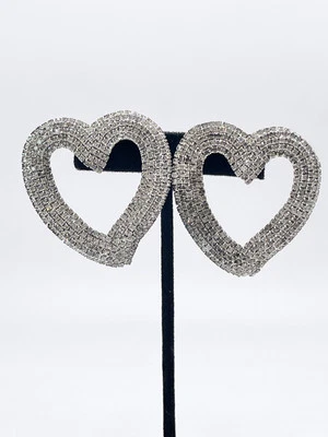 "Pendientes Kirks Folly perforados grandes corazón cristal pedrería 2,25""" Foto 1 de 4