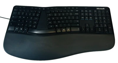 Microsoft 1878 Ergonomic Keyboard Wired USB Black Tested & Working - Image 1 of 4