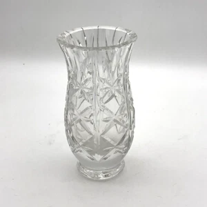 Vintage Crystal Leaded Vase Clear Glass Short Small Flower Container Approx. 6" - Picture 1 of 5