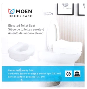 Asiento de inodoro elevado de plástico blanco glaciar Moen DN7020 - Imagen 1 de 3