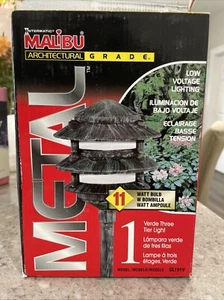 NIB Malibu Outdoor Landscape Light Three Tier Cast Metal Verde Three Low Voltage - Picture 1 of 8