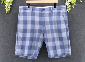 Tommy Bahama Men's Chino Shorts 100% Cotton Plaid Blue Golf Beach Sz 38 - Picture 1 of 7