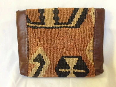 Cartera clutch vintage de lana y cuero - Hecha en Turquía Foto 1 de 4